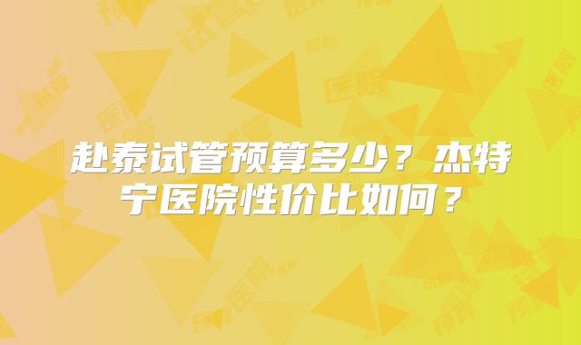 赴泰试管预算多少？杰特宁医院性价比如何？