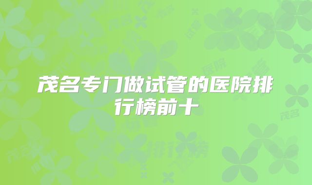 茂名专门做试管的医院排行榜前十
