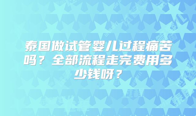 泰国做试管婴儿过程痛苦吗？全部流程走完费用多少钱呀？