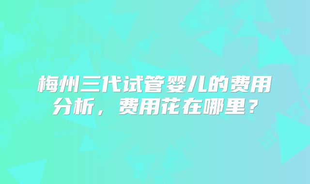 梅州三代试管婴儿的费用分析，费用花在哪里？