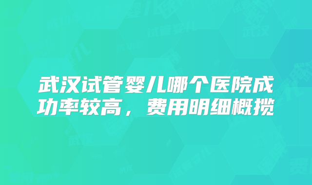 武汉试管婴儿哪个医院成功率较高，费用明细概揽