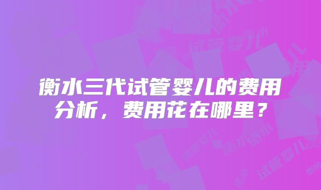 衡水三代试管婴儿的费用分析,费用花在哪里?