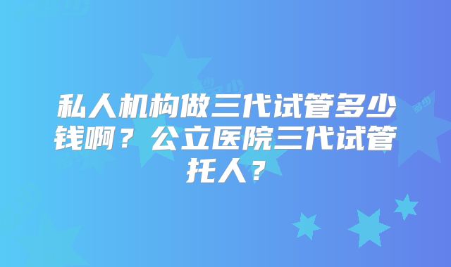 私人机构做三代试管多少钱啊？公立医院三代试管托人？