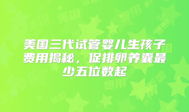 美国三代试管婴儿生孩子费用揭秘，促排卵养囊最少五位数起
