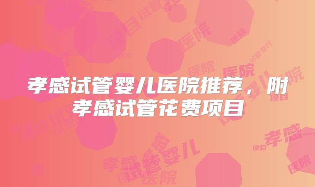 孝感试管婴儿医院推荐，附孝感试管花费项目