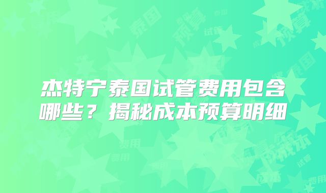 杰特宁泰国试管费用包含哪些?揭秘成本预算明细