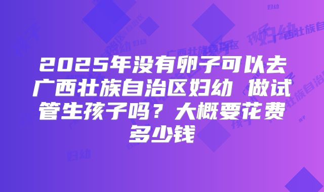 2025年没有卵子可以去广西壮族自治区妇幼 做试管生孩子吗?大概要花费多少钱