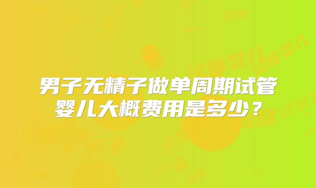 男子无精子做单周期试管婴儿大概费用是多少？