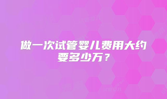 做一次试管婴儿费用大约要多少万?