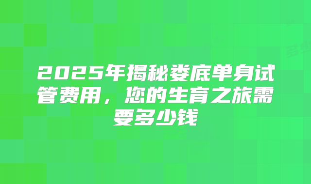 2025年揭秘娄底单身试管费用，您的生育之旅需要多少钱