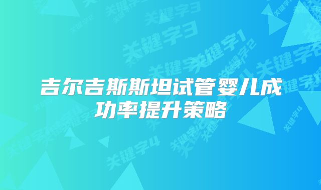 吉尔吉斯斯坦试管婴儿成功率提升策略