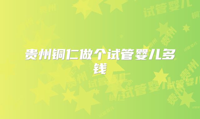 贵州铜仁做个试管婴儿多钱
