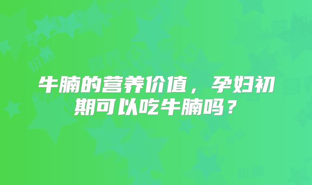 牛腩的营养价值，孕妇初期可以吃牛腩吗？