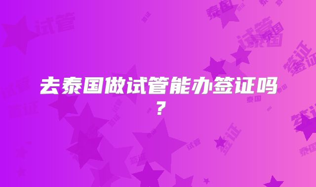 去泰国做试管能办签证吗?