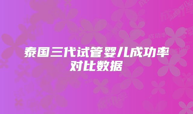 泰国三代试管婴儿成功率对比数据