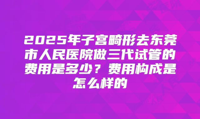 2025年子宫畸形去东莞市人民医院做三代试管的费用是多少?费用构成是怎么样的