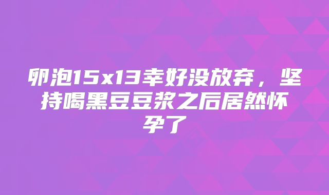 卵泡15x13幸好没放弃,坚持喝黑豆豆浆之后居然怀孕了