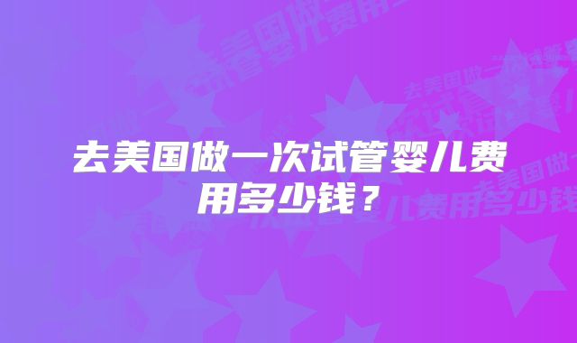 去美国做一次试管婴儿费用多少钱?