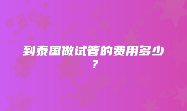 到泰国做试管的费用多少？