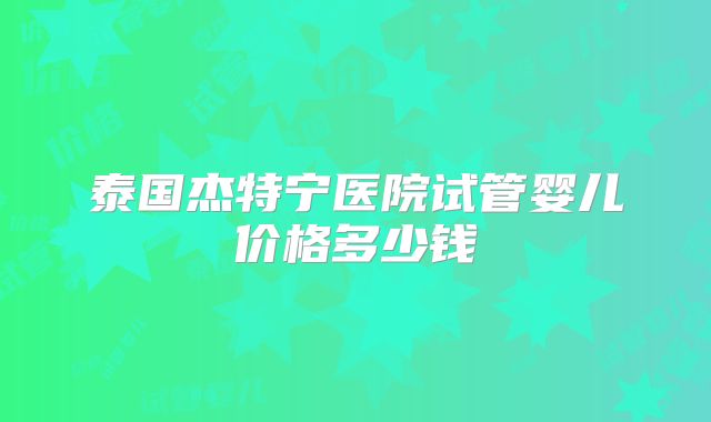泰国杰特宁医院试管婴儿价格多少钱