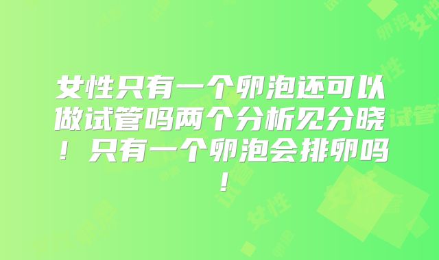 女性只有一个卵泡还可以做试管吗两个分析见分晓!只有一个卵泡会排卵吗!