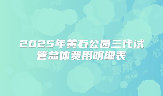 2025年黄石公园三代试管总体费用明细表