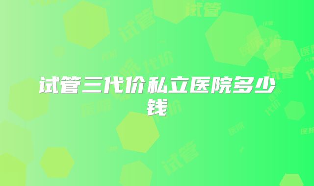 试管三代价私立医院多少钱