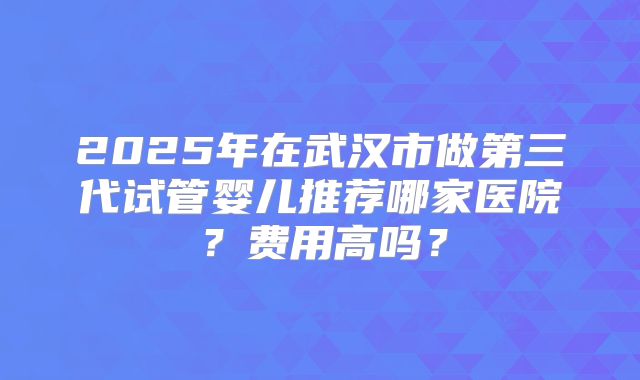 2025年在武汉市做第三代试管婴儿推荐哪家医院？费用高吗？