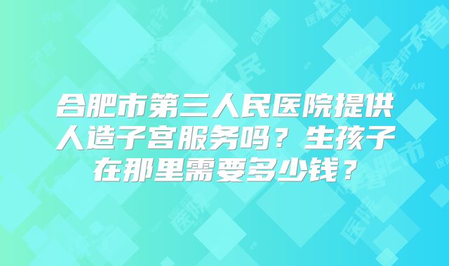 合肥市第三人民医院提供人造子宫服务吗？生孩子在那里需要多少钱？