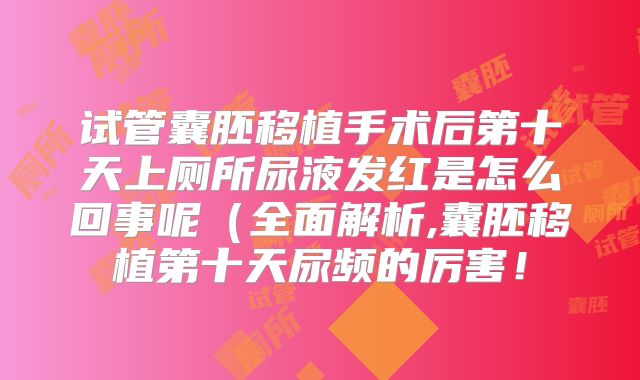试管囊胚移植手术后第十天上厕所尿液发红是怎么回事呢(全面解析,囊胚移植第十天尿频的厉害!