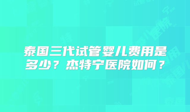 泰国三代试管婴儿费用是多少?杰特宁医院如何?