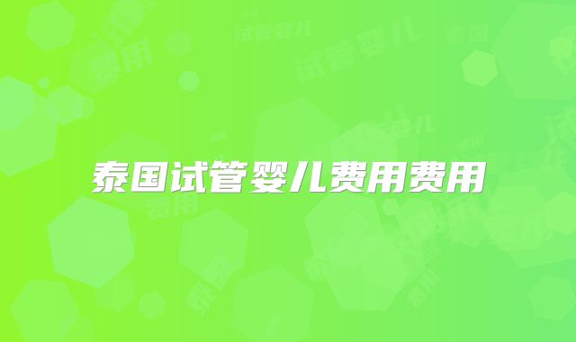 泰国试管婴儿费用费用