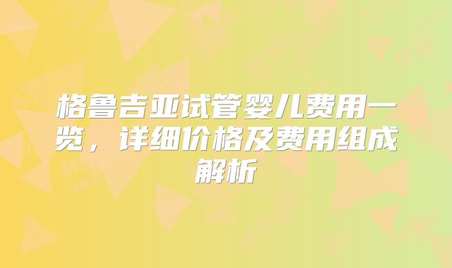 格鲁吉亚试管婴儿费用一览,详细价格及费用组成解析