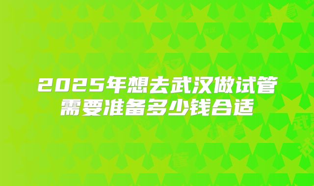 2025年想去武汉做试管需要准备多少钱合适