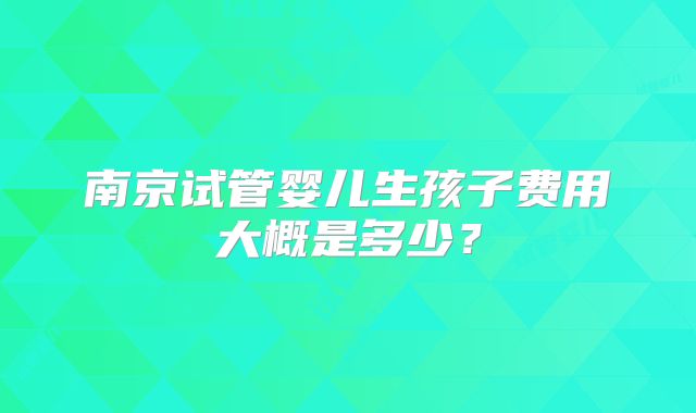南京试管婴儿生孩子费用大概是多少？