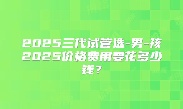 2025三代试管选-男-孩2025价格费用要花多少钱？