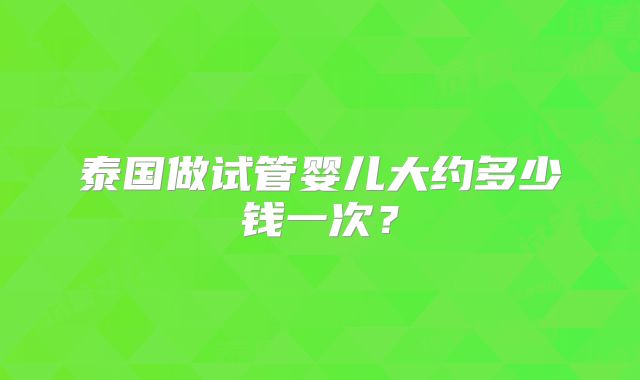 泰国做试管婴儿大约多少钱一次？