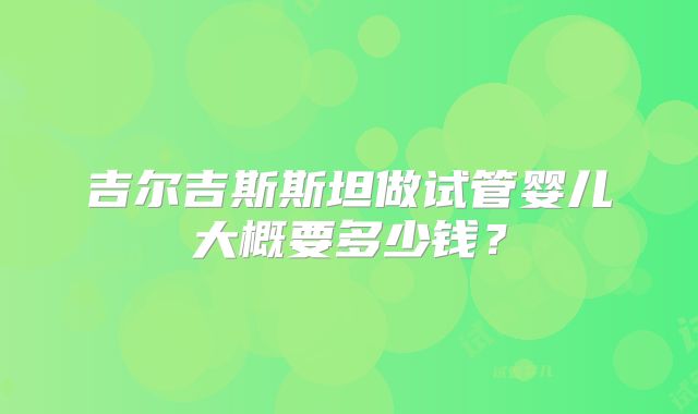吉尔吉斯斯坦做试管婴儿大概要多少钱？