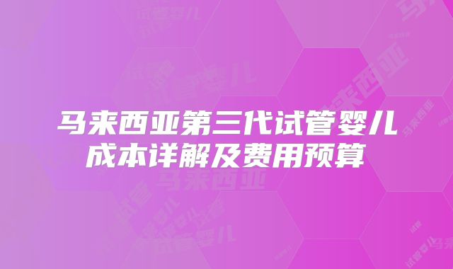 马来西亚第三代试管婴儿成本详解及费用预算