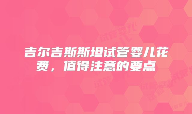吉尔吉斯斯坦试管婴儿花费，值得注意的要点