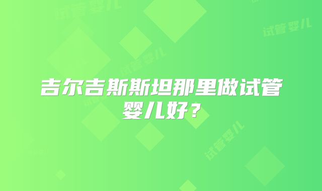 吉尔吉斯斯坦那里做试管婴儿好？