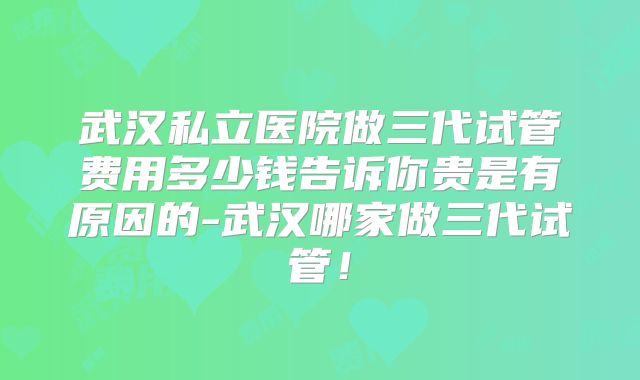 武汉私立医院做三代试管费用多少钱告诉你贵是有原因的-武汉哪家做三代试管！