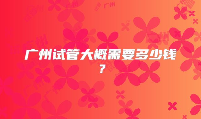 广州试管大概需要多少钱？