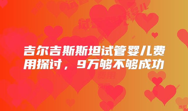 吉尔吉斯斯坦试管婴儿费用探讨，9万够不够成功
