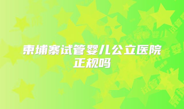 柬埔寨试管婴儿公立医院正规吗