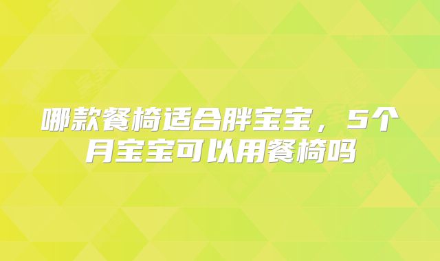 哪款餐椅适合胖宝宝,5个月宝宝可以用餐椅吗