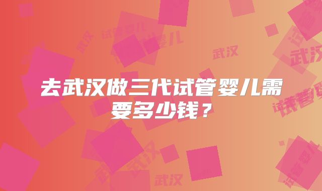 去武汉做三代试管婴儿需要多少钱？