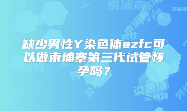 缺少男性Y染色体azfc可以做柬埔寨第三代试管怀孕吗?