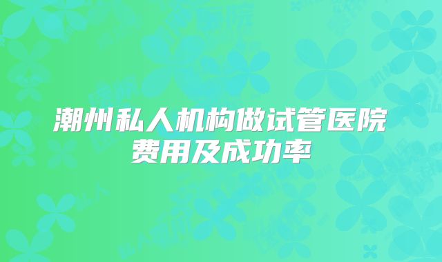 潮州私人机构做试管医院费用及成功率