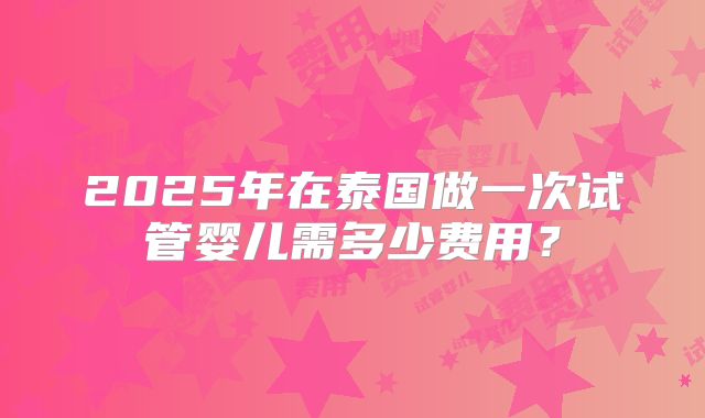 2025年在泰国做一次试管婴儿需多少费用？